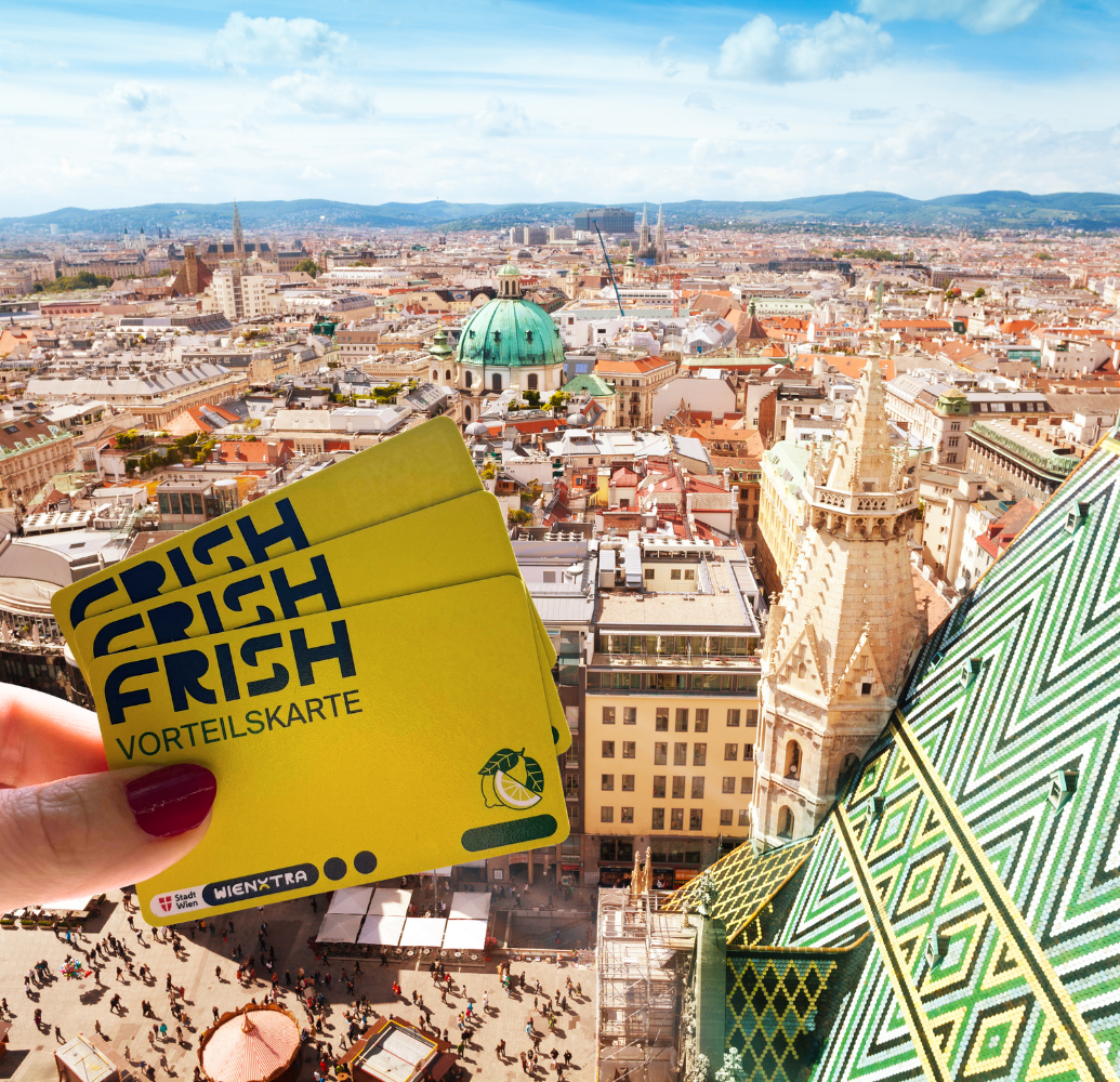Die Frish Vorteilskarte über den Dächern von Wien