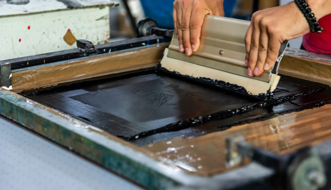 Blick auf einen Siebdruck