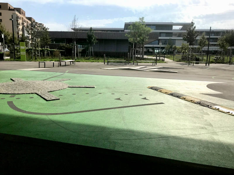 unterschiedlicher Belag am Radspielplatz