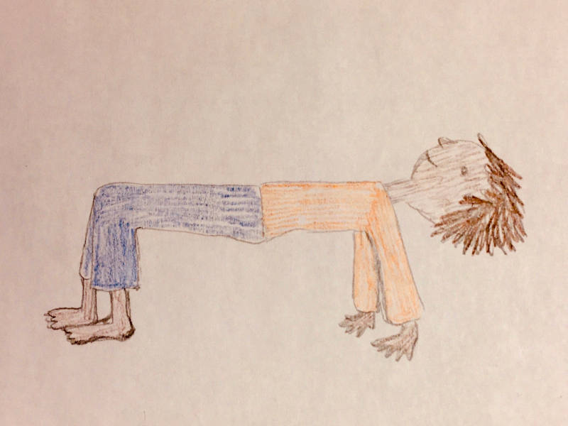 Krabbe als Yogapose gezeichnet