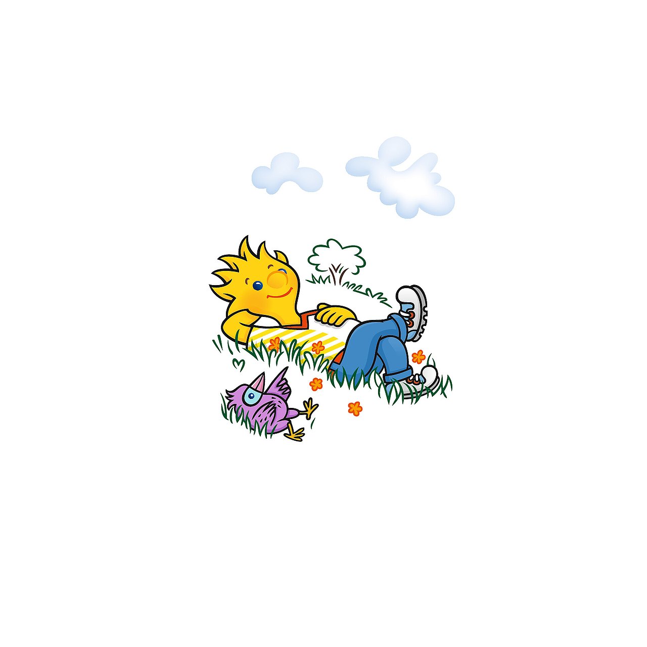 Holli und Chill liegen in der Wiese